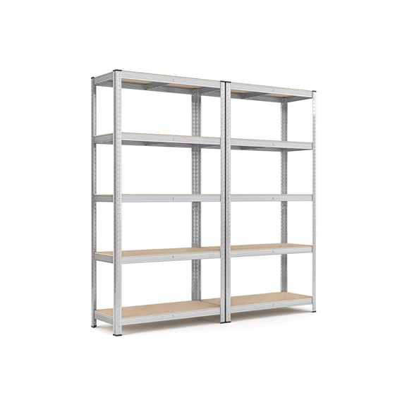 Songmics hyllykkö, 2 kpl, 5 tasoa, 40 × 90 × 180 cm, hopea, GLR040E02