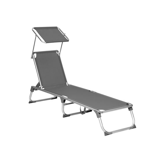 Songmics tuoli, 55 × 193 × 31 cm, säädettävä, kokoontaitettava, savunharmaa, GCB19GYV1