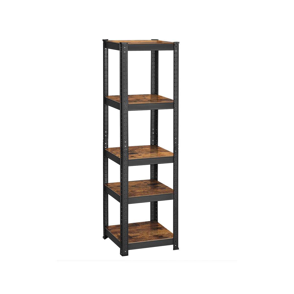 Songmics hyllykkö, 37 × 37 × 150 cm, säädettävä, rustiikinruskea/musta, GLR037B01