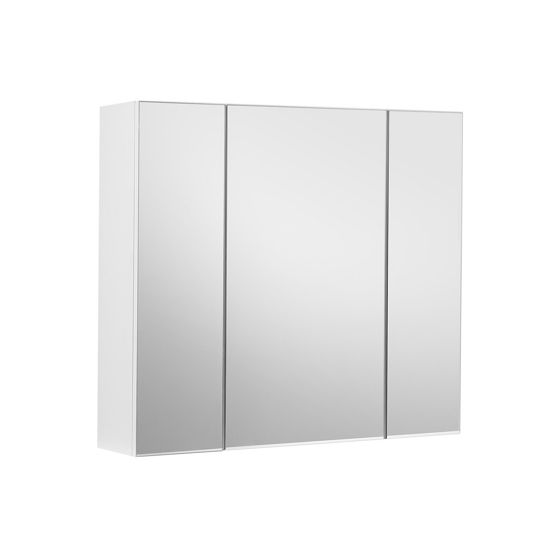 Vasagle säilytyskaappi, 3 ovea, 60 × 15 × 55 cm, säädettävä hylly, peilillä, valkoinen, BBK22WT