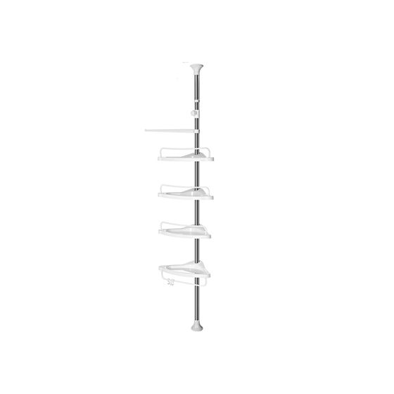 Songmics kulmahylly, 3 koukkua, 95–300 cm, säädettävä, valkoinen/hopea, BCB02SW
