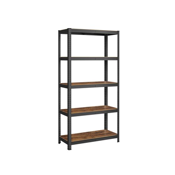Songmics hyllykkö, 40 × 90 × 180 cm, säädettävä, rustiikinruskea/musta, GLR040B11