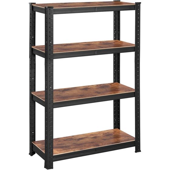 Songmics hyllykkö, 40 × 80 × 160 cm, säädettävä, rustiikinruskea/musta, GLR044B11