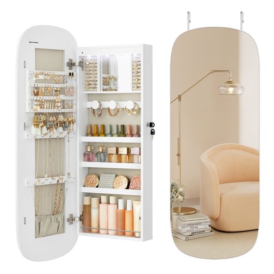 Songmics peili, 10 × 42 × 108 cm, lukittava, LED-valaistuksella, greige, JJC026W01