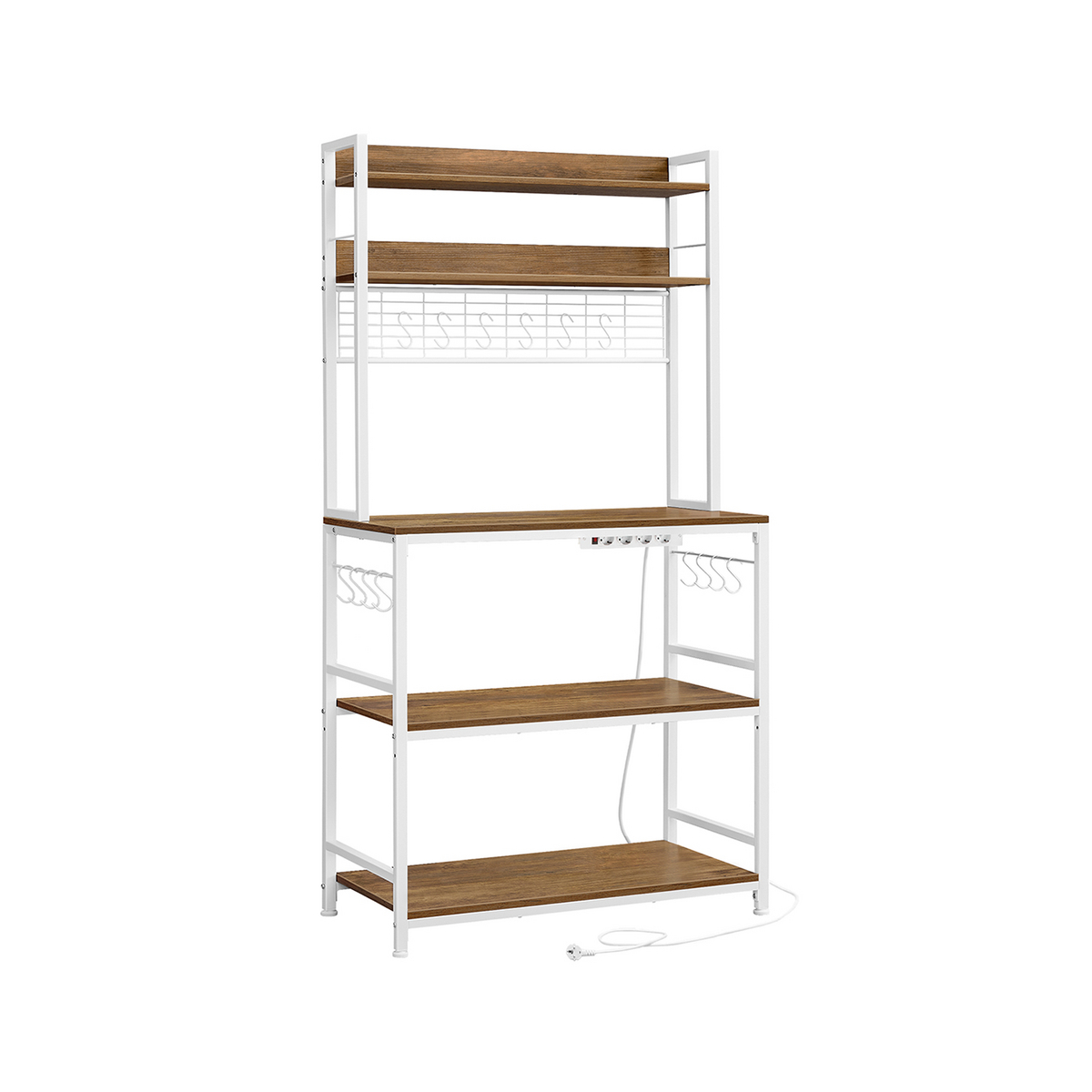 Vasagle keittiöhylly, 14 koukkua, 40 × 80 × 170 cm, ruskea, KKS025W41EU