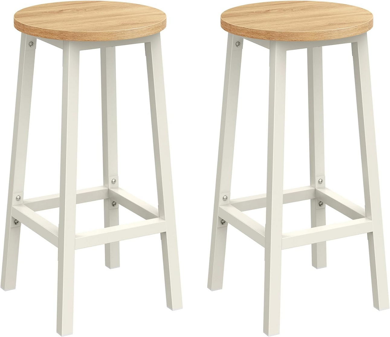 Vasagle baarijakkara, 2 kpl, jalkatuella, beige/valkotammi, LBC032W09