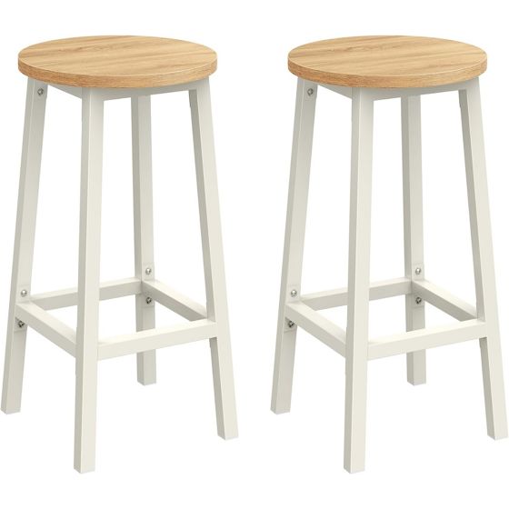 Vasagle baarijakkara, 2 kpl, jalkatuella, beige/valkotammi, LBC032W09