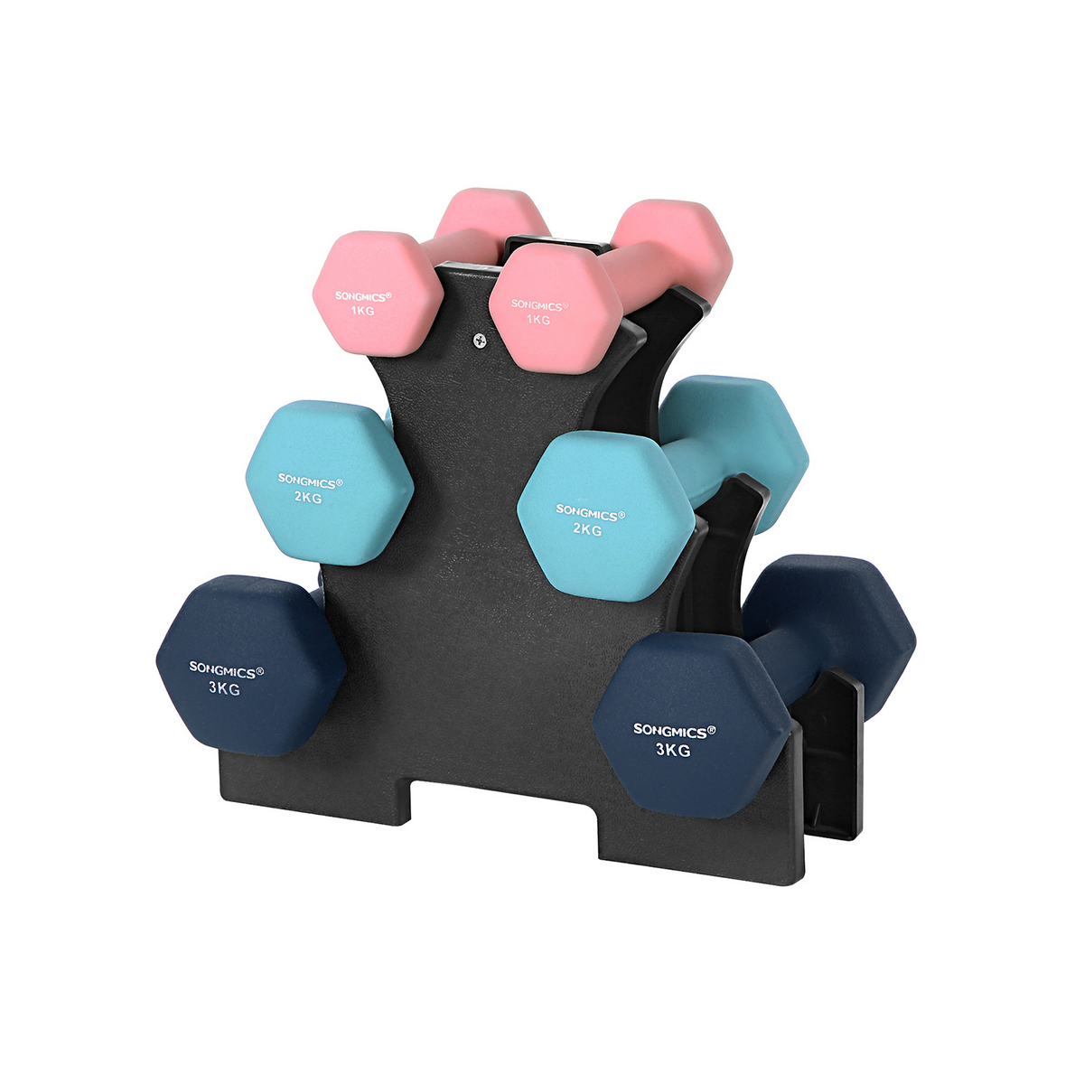 Songmics käsipainot, 2 × 1/2/3 kg, vaaleanpunainen/aqua/sininen, SYL612MK