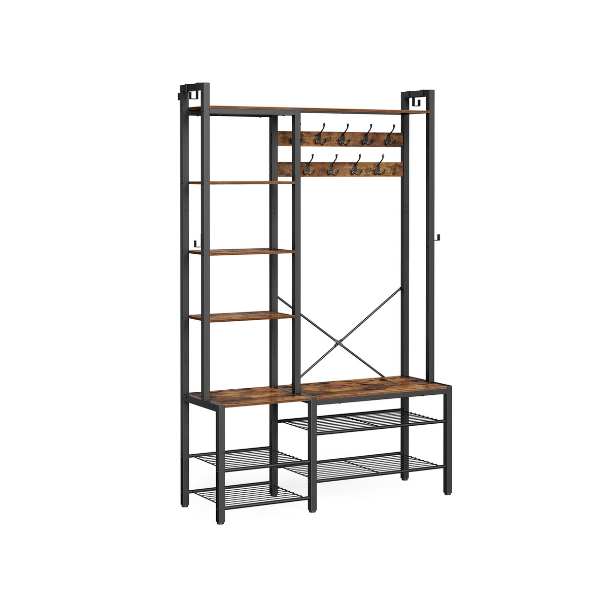 Vasagle eteiskaluste, 140 × 120 × 190 cm, vintage-ruskea/musta, HSR426B01