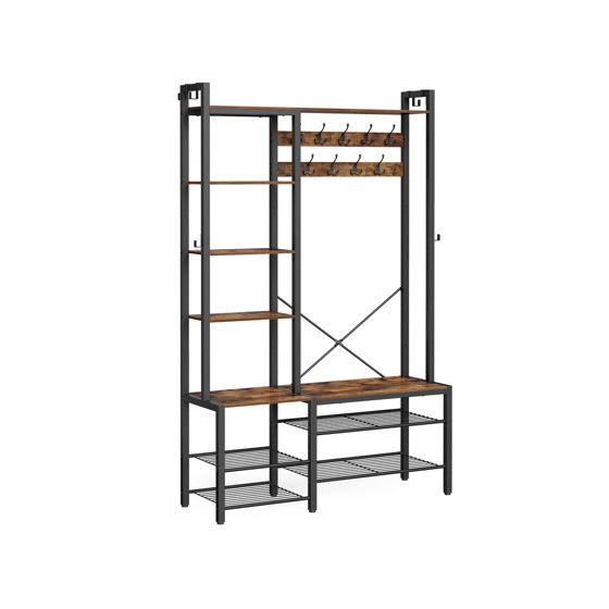 Vasagle eteiskaluste, 140 × 120 × 190 cm, vintage-ruskea/musta, HSR426B01