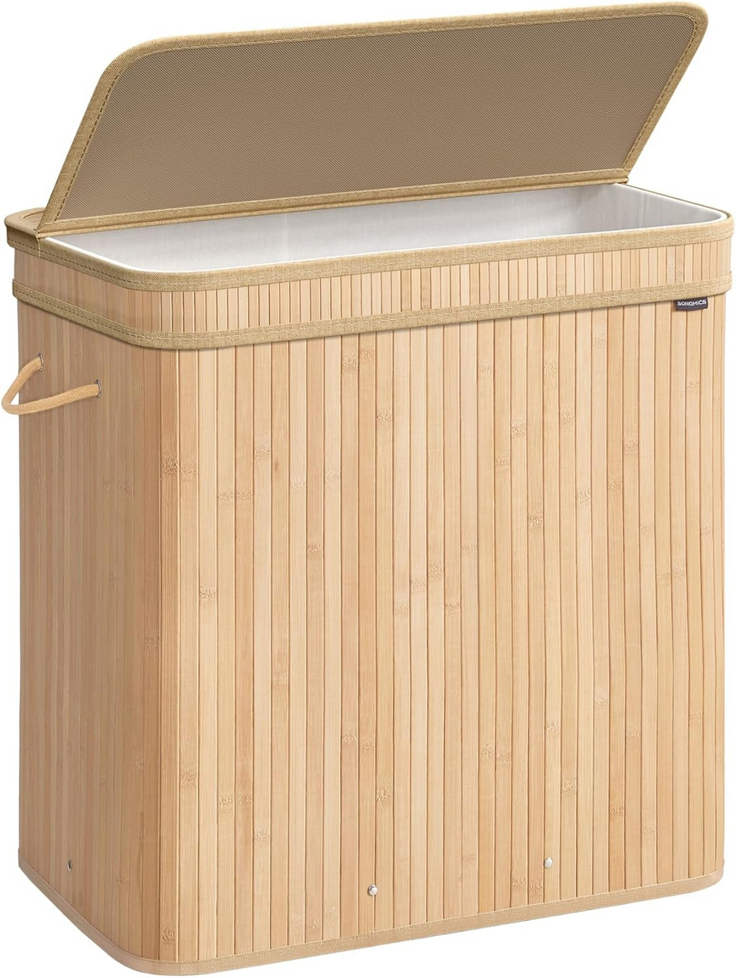 SONGMICS pyykkikori, 150 L, kannellinen, luonnonbeige, LCB062N01