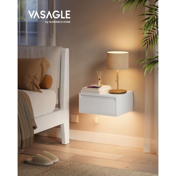Vasagle yöpöytä, 2 kpl, 35 × 40 × 18 cm, pilvenvalkoinen, LET854W01