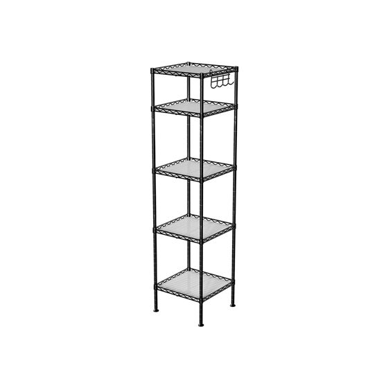 Songmics kylpyhuonehylly, 30 × 30 × 123.5 cm, laajennettava, musta, LGR23BK