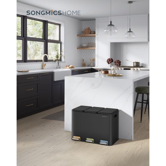 Songmics roska-astia, 3 × 15 L, musta, LTB740B02
