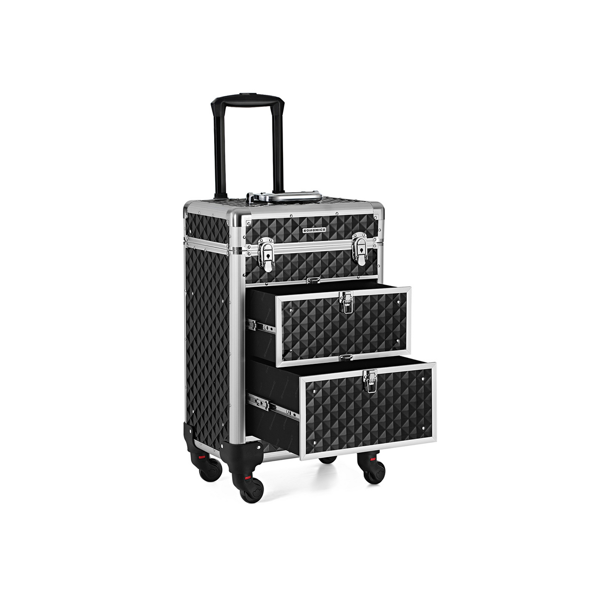 Songmics säilytysvaunu, 34 × 27 × 57 cm, lukittava, pyörillä, musta, JHZ08BK