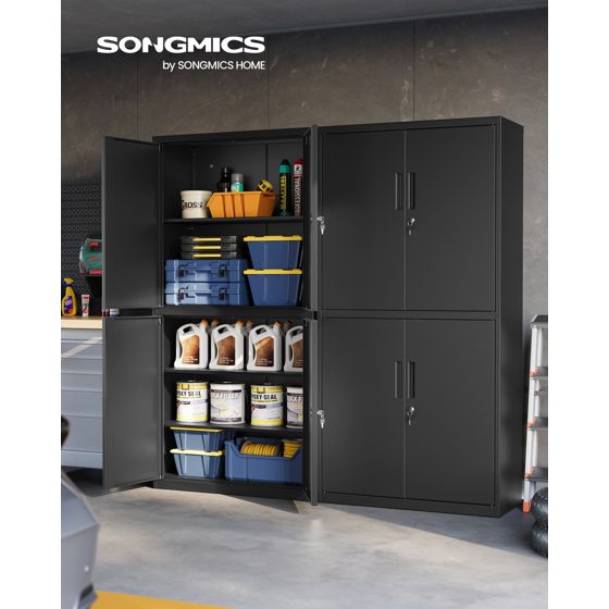 Songmics säilytyskaappi, 4 ovea, 40 × 80 × 180 cm, säädettävä hylly, musta, OMC016B01