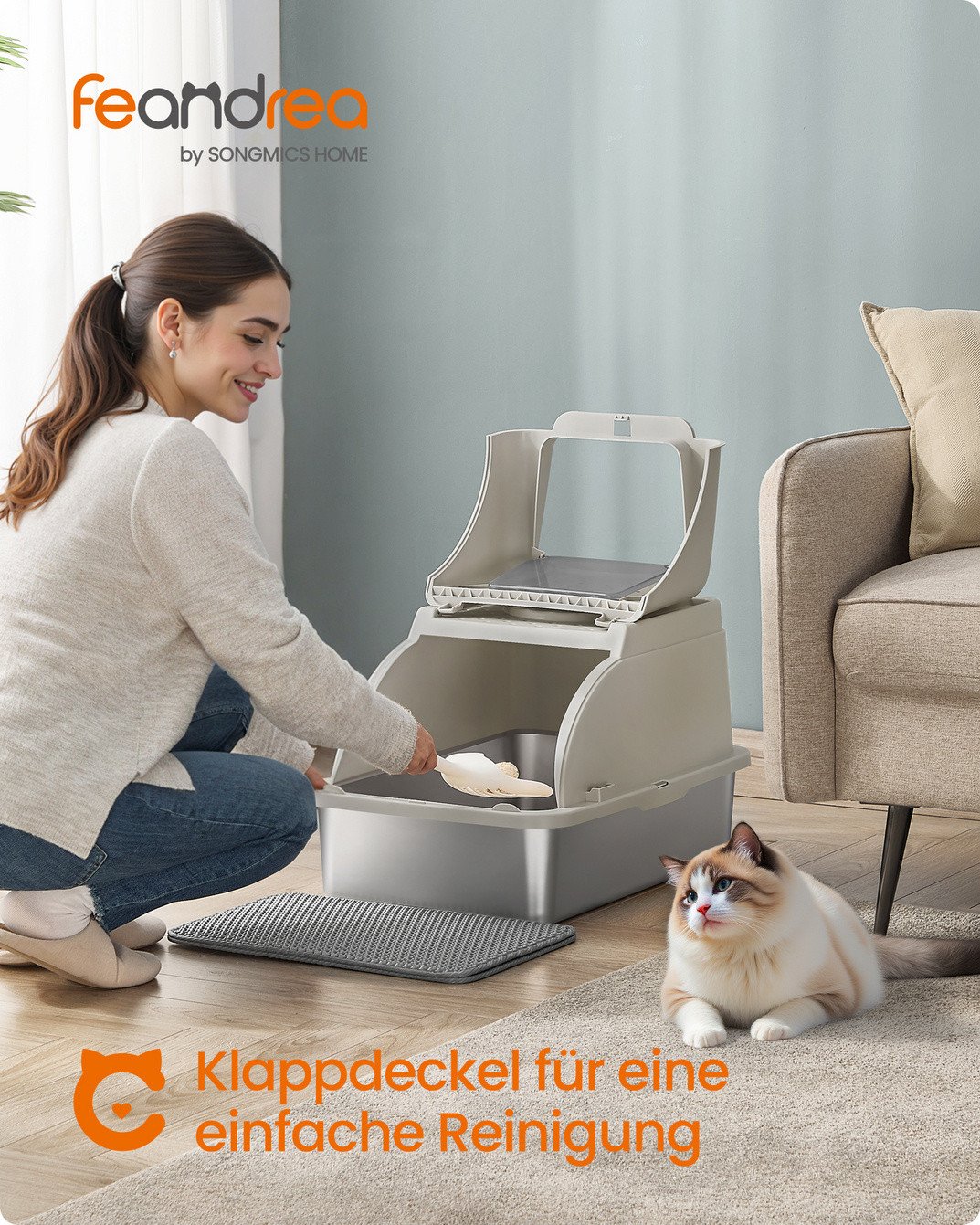 Feandrea kissan hiekkalaatikko, beige, PPT005K01
