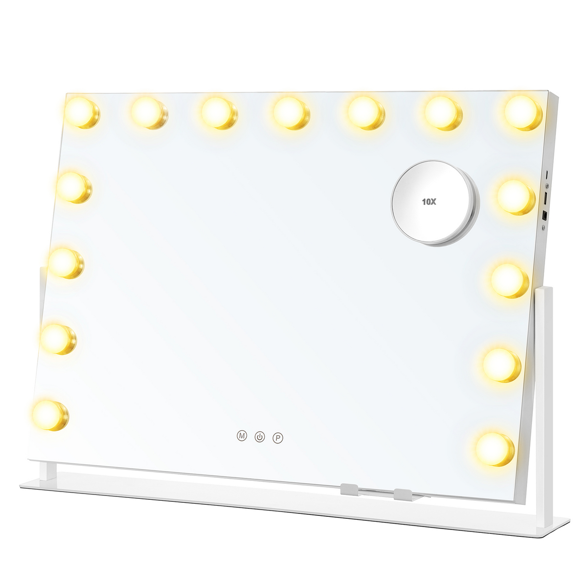 SONGMICS meikkipeili, 58 × 43 cm, LED-valaistuksella, latausporteilla, mattavalkoinen, LWM001W02