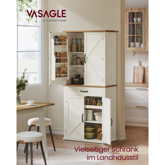 Vasagle senkki, 178.5 cm, säädettävä hylly, rustiikinvalkoinen, BBK364W02