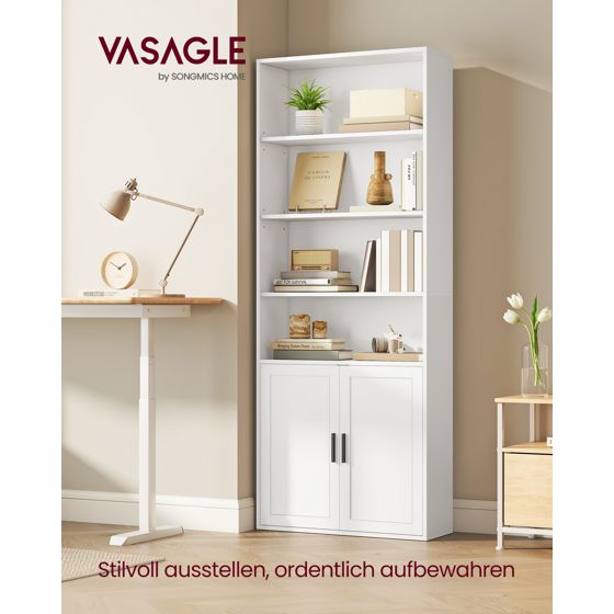 Vasagle kirjahylly, 6 tasoa, 24 × 60 × 175 cm, pilvenvalkoinen, LBC402W01
