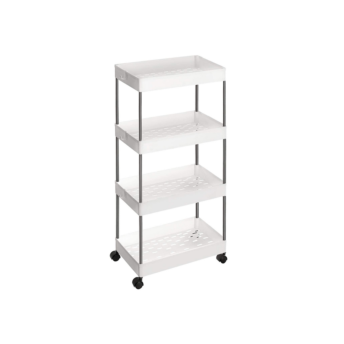 Songmics säilytysvaunu, 4 tasoa, 40 × 22 × 86 cm, pyörillä, valkoinen, KSC10WT