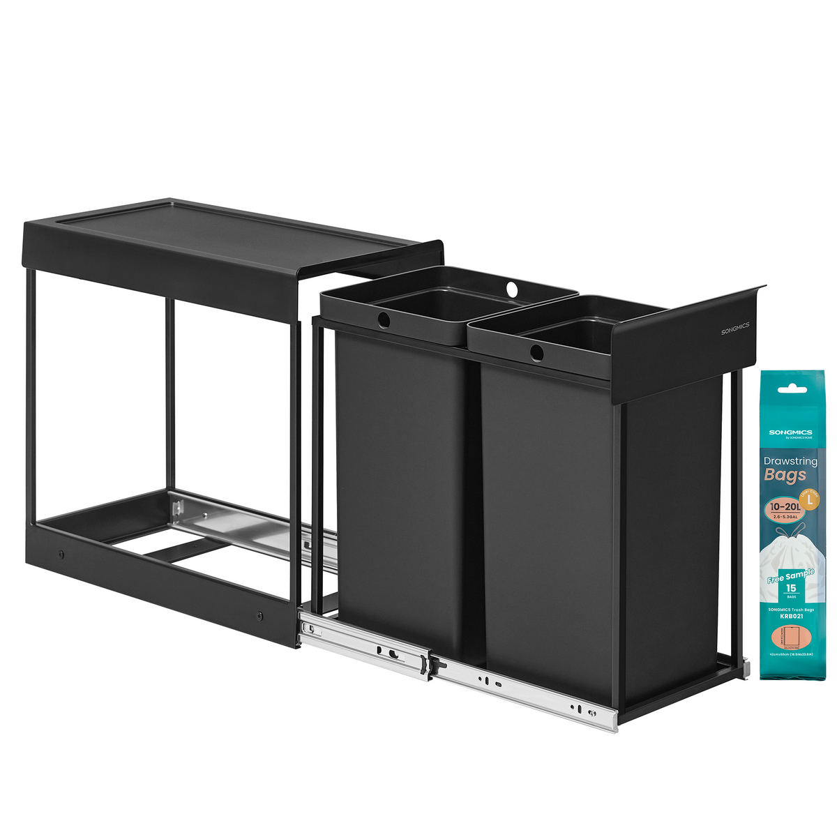 SONGMICS lajitteluastia, 15 L, musta, LTB950B01
