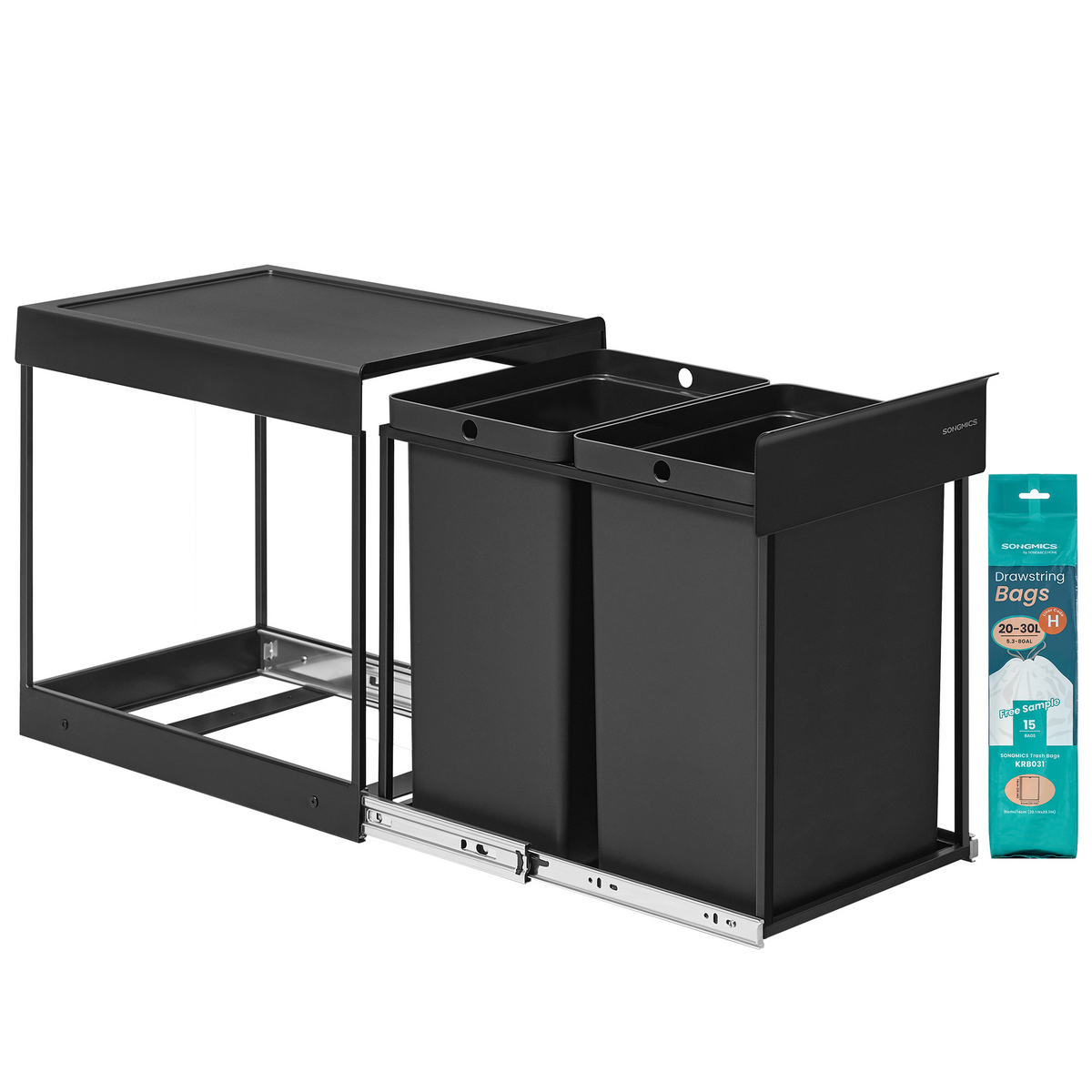 SONGMICS lajitteluastia, 20 L, musta, LTB951B01