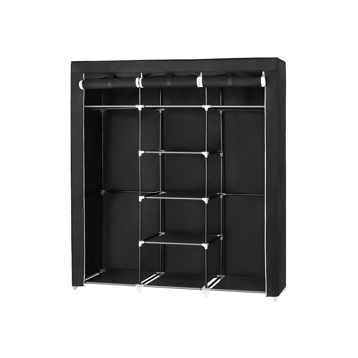 Songmics vaatekaappi, 175 × 150 × 45 cm, kokoontaitettava, musta, RYG12B
