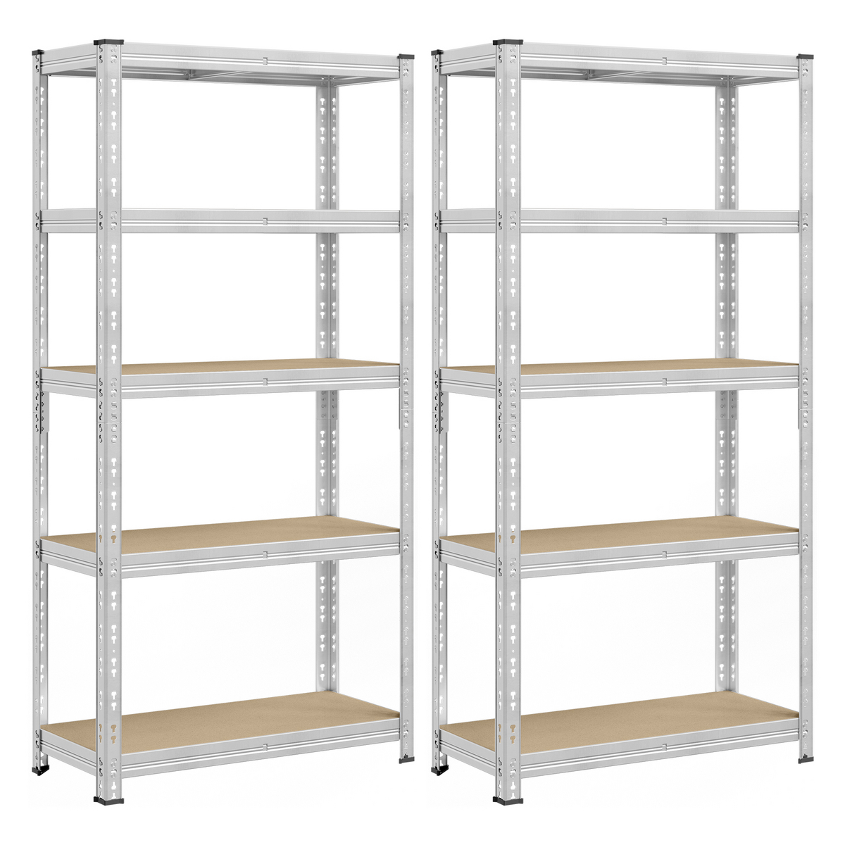 Songmics hyllykkö, 2 kpl, 40 × 90 × 180 cm, säädettävä hylly, hopea, GLR455E01
