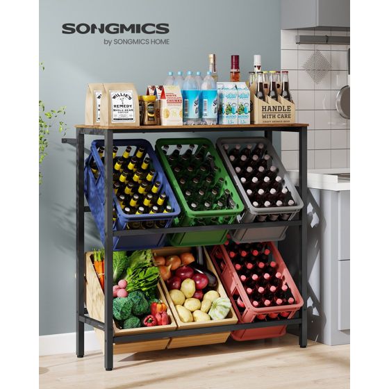 Songmics hyllykkö, 2 tasoa, ruskea, BSC363K01