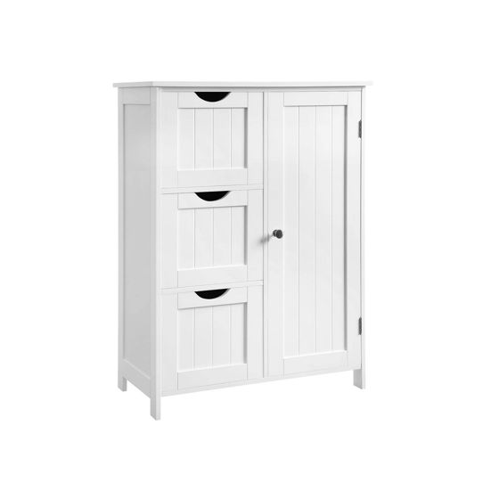 Vasagle kylpyhuonekaappi, 3 laatikkoa, 60 × 30 × 81 cm, säädettävä hylly, valkoinen, BBC49WT