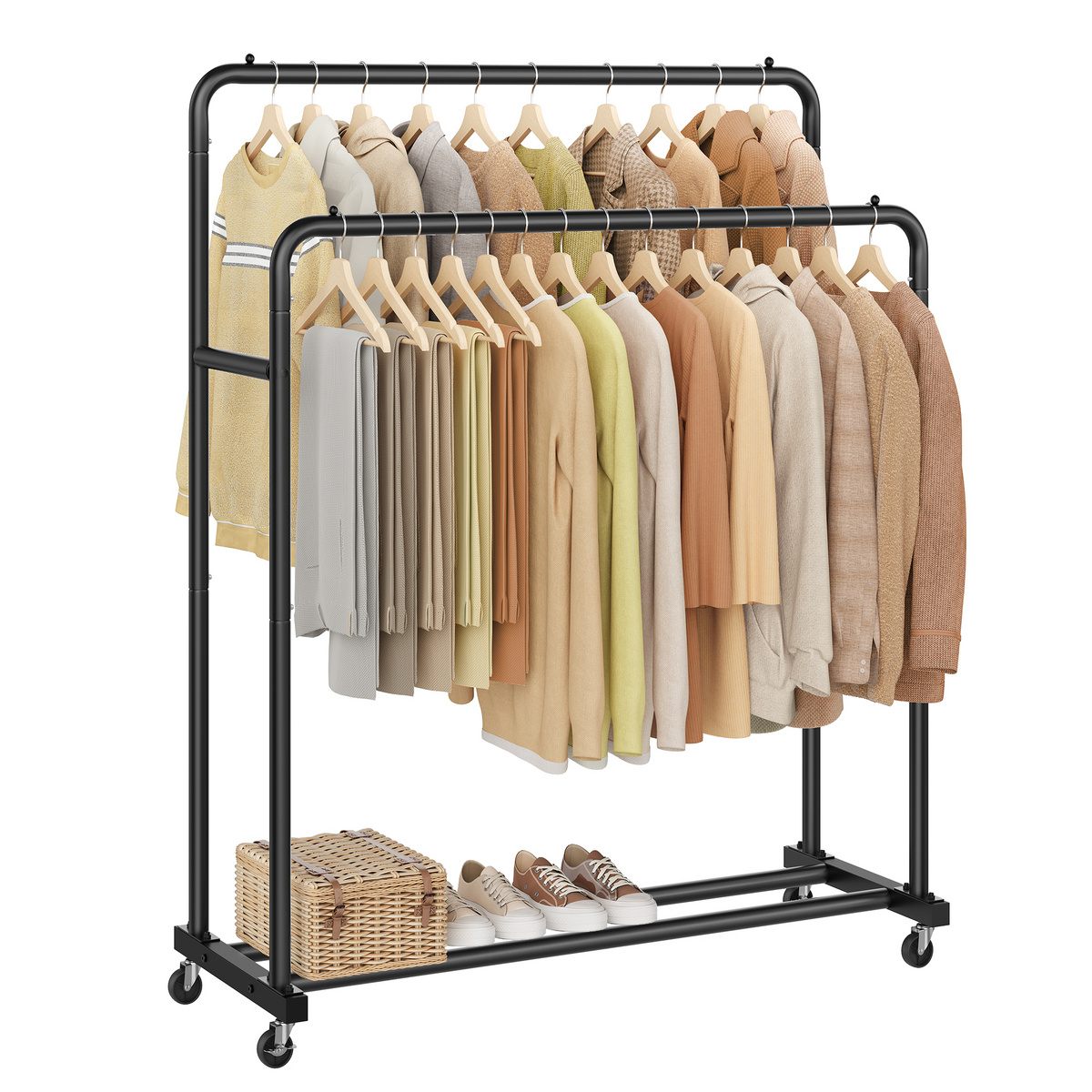 Songmics vaateteline, 46.5 × 110 × 155.5 cm, lukittava, musta, HSR017BH01