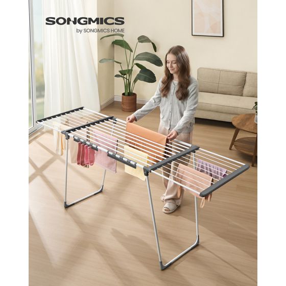 Songmics pyykinkuivausteline, kokoontaitettava, kyyhkynharmaa, LLR522WK01