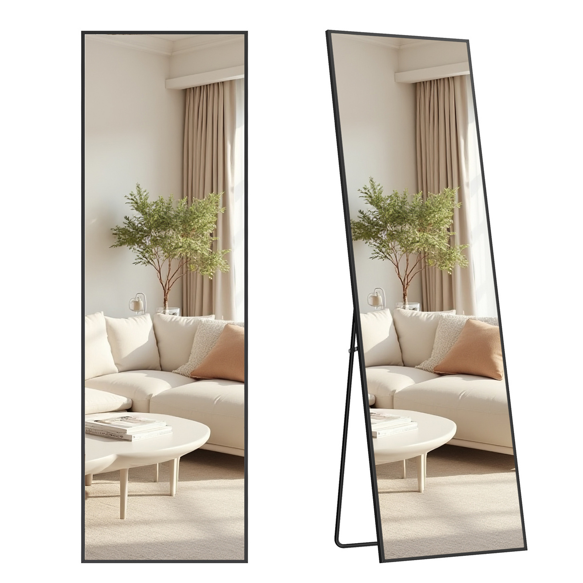 Songmics kokovartalopeili, 160 × 50 cm, musta, LFM050BD01