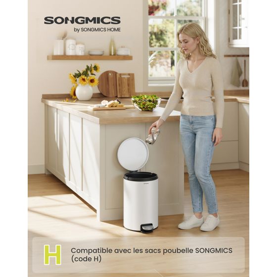 Songmics roska-astia, 20 L, pilvenvalkoinen, LTB021WZ01