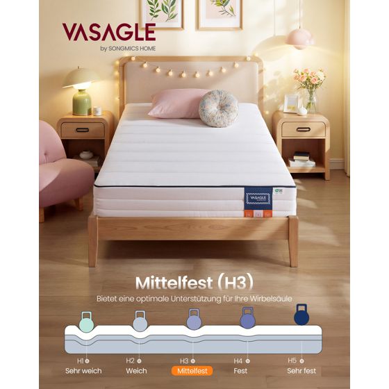 Vasagle patja, 90 × 200 cm, valkoinen, RMZ112W101