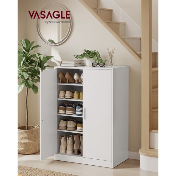 Vasagle säilytyskaappi, 5 tasoa, säädettävä hylly, vapaasti seisova, pilvenvalkoinen, HSC501WB01