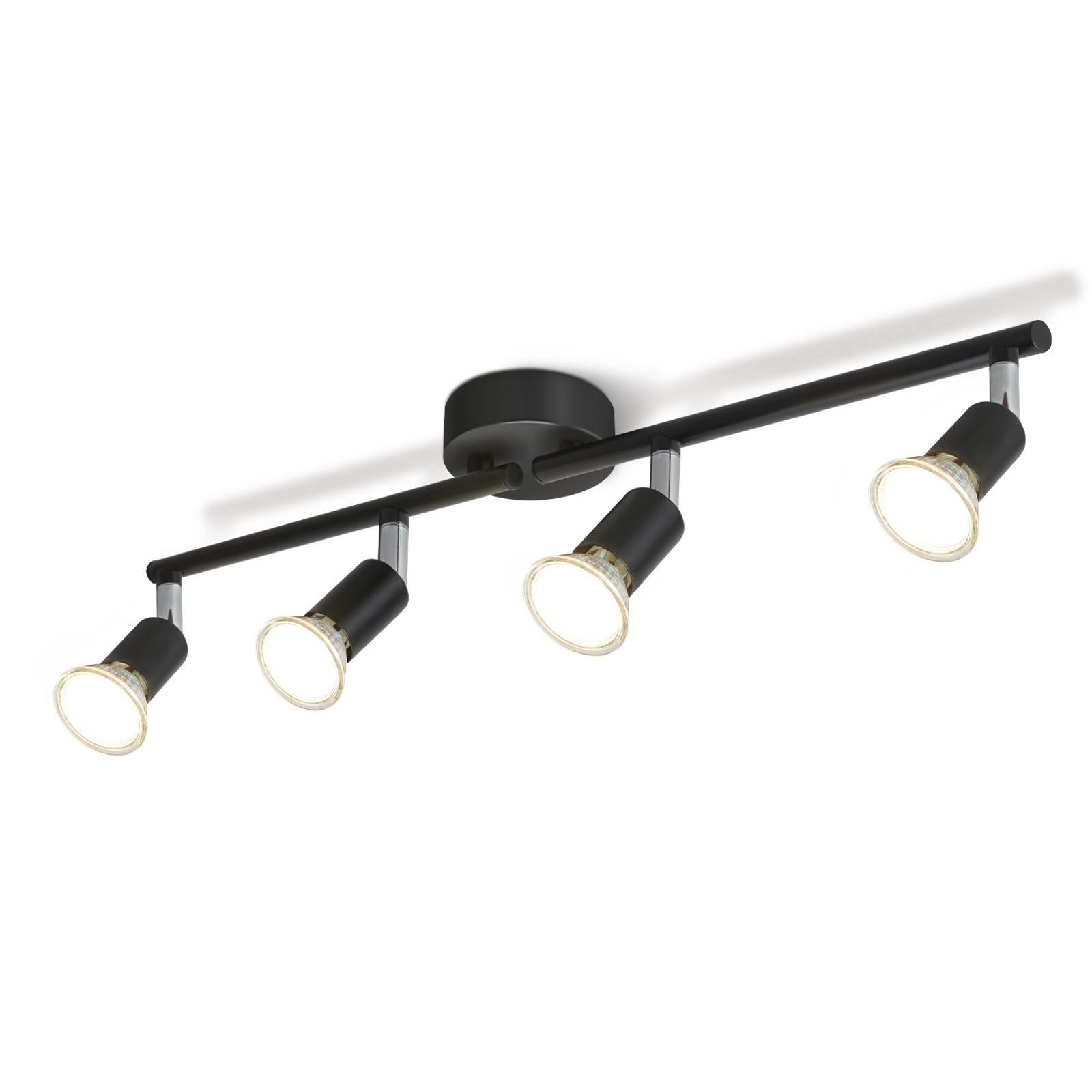 NETTLIFE 4 spotti LED-kattovalaisin musta GU10 moderni teollisuusvalaisin, kääntyvä 330° eteiseen, keittiöön, makuuhuoneeseen, olohuoneeseen, lapsille