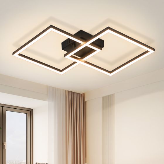 NETTLIFE LED - kattovalaisin, makuuhuoneen Kattovalaisin, 24W, olohuoneen Valaisin, lämmin Valkoinen, moderni, musta, neliö
