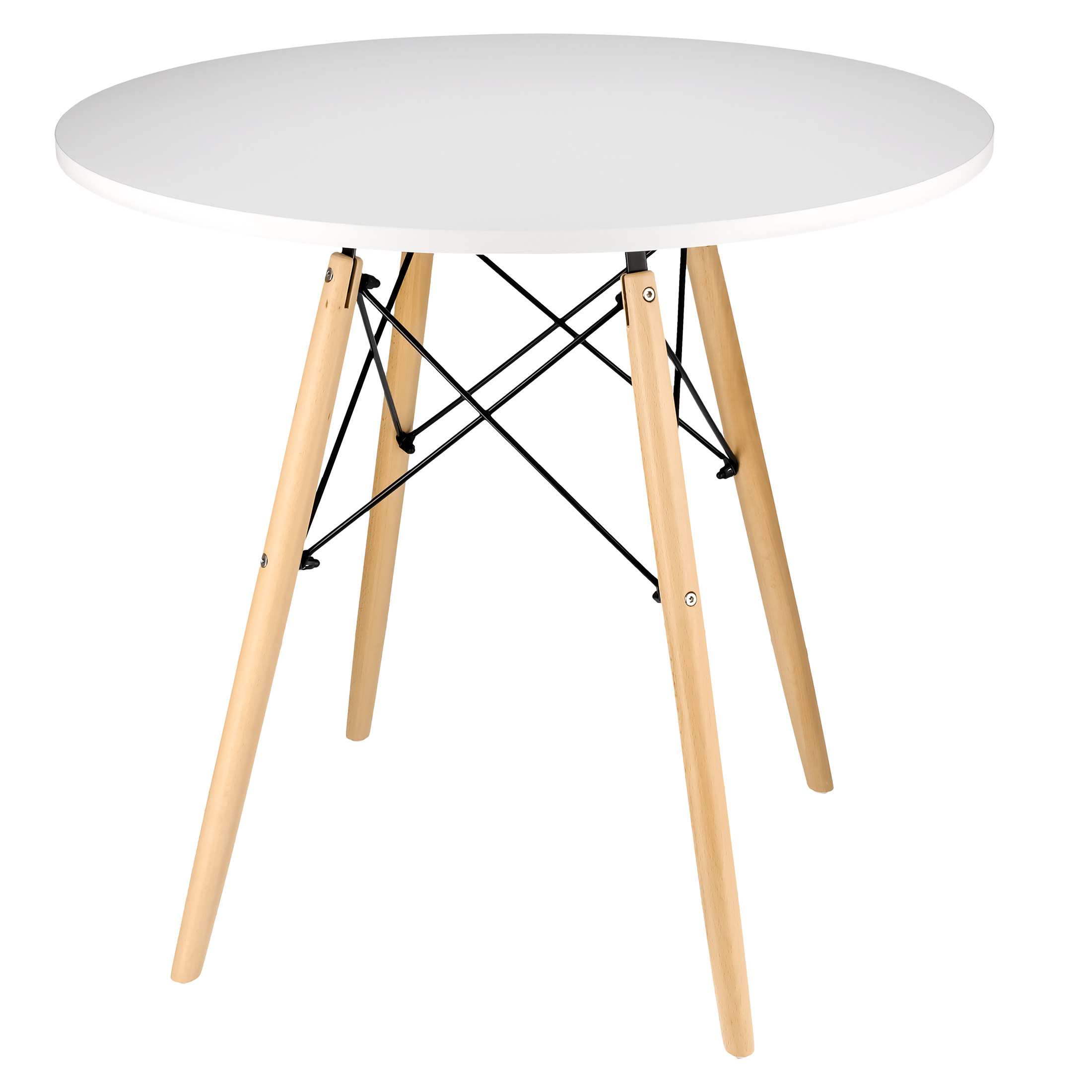 Moderni skandinaavinen valkoinen pyöreä pöytä olohuoneeseen, ruokailutilaan, keittiöön