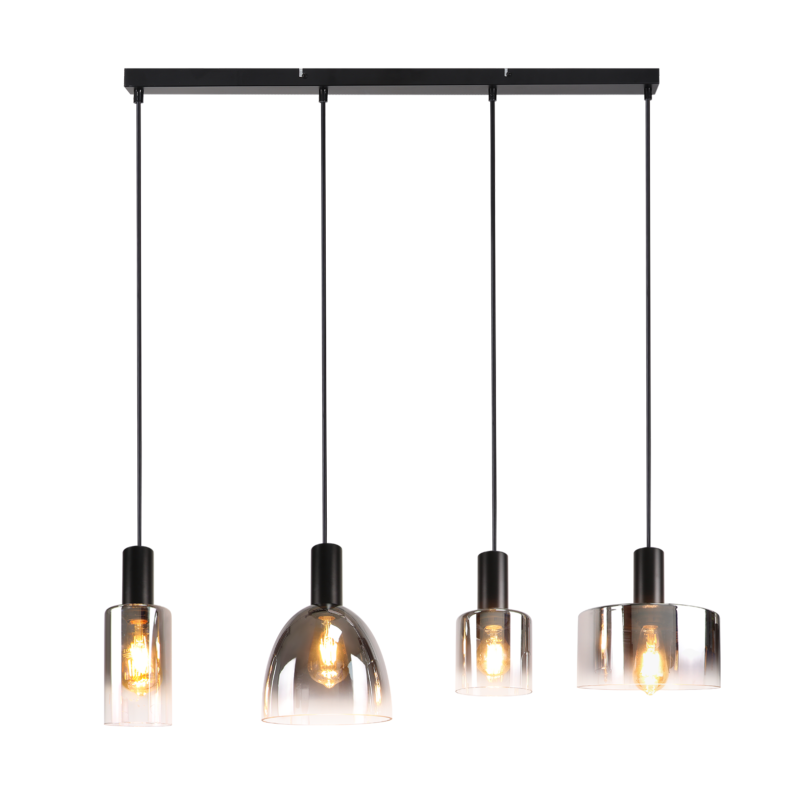 NETTLIFE Vintage - ruokapöydän riippuvalaisin, savunharmaa lasi, E27, korkeussäädettävä, olohuoneeseen