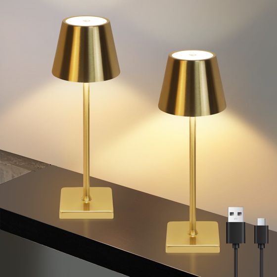 NETTLIFE Vintage, Gold, LED - pöytävalaisin, Langaton Kosketushimmennettävä, yöpöytävalaisin, 3Värilämpötilalla