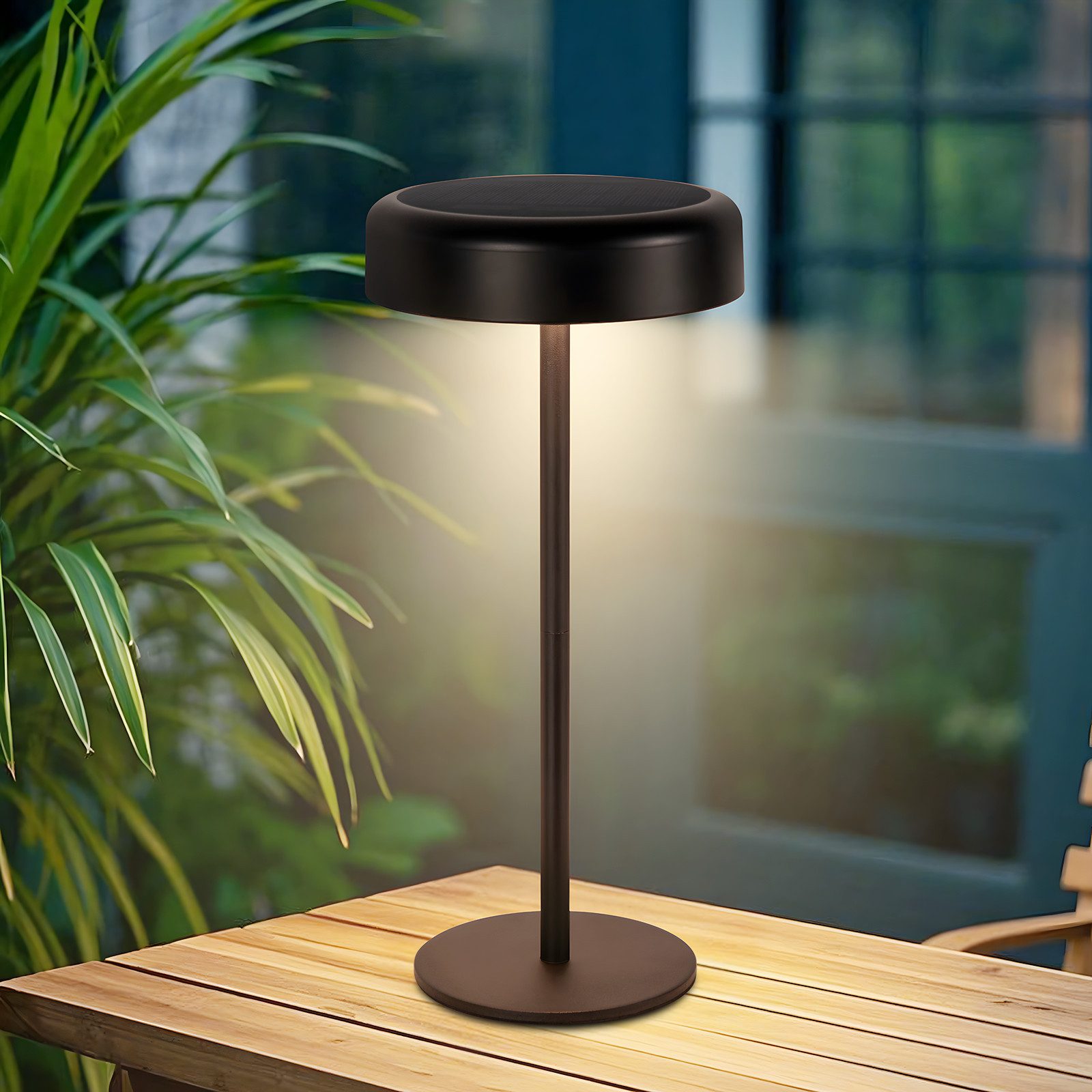 NETTLIFE aurinkokennolla toimiva LED-pöytävalaisin langaton ladattava kosketusnäyttö himmennettävä musta 3600mhA USB-akulla