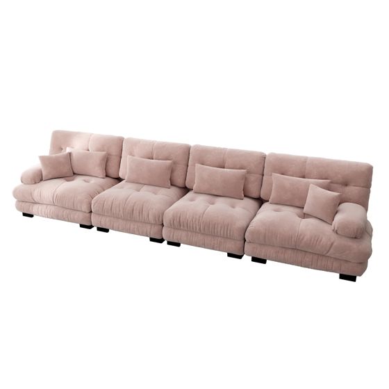 moduulisohva 4-paikkainen pinkki chenille skandinaavinen vuodesohva