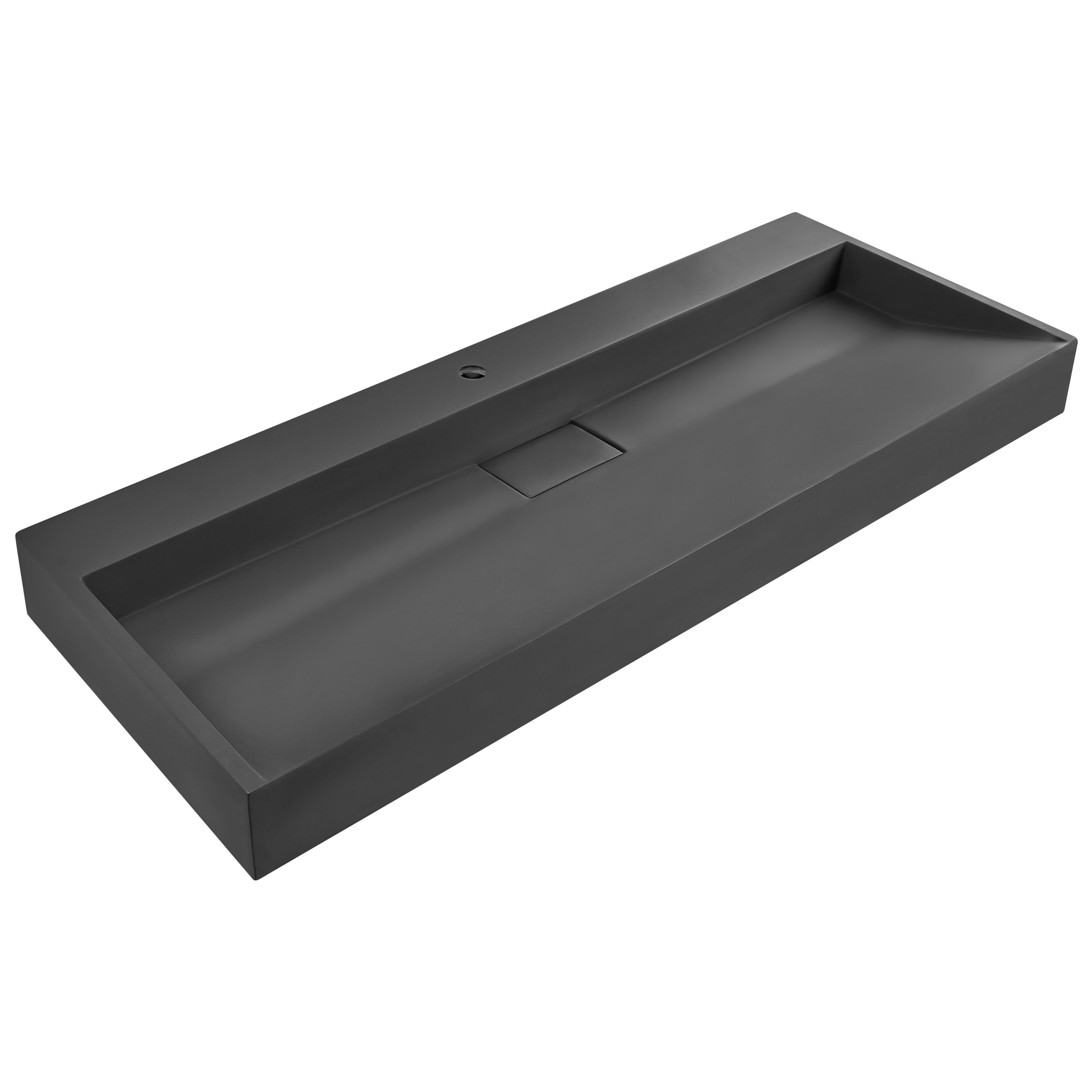 Seinään kiinnitettävä pesuallas QUENKO 120 x 46 cm mineraalivalu Musta
