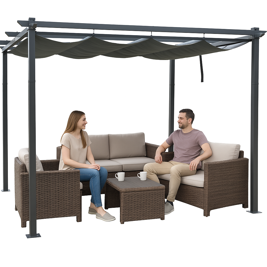 Terassi PERGOLA-HUVIMAJA katolla PAVILION 3x4m puutarha