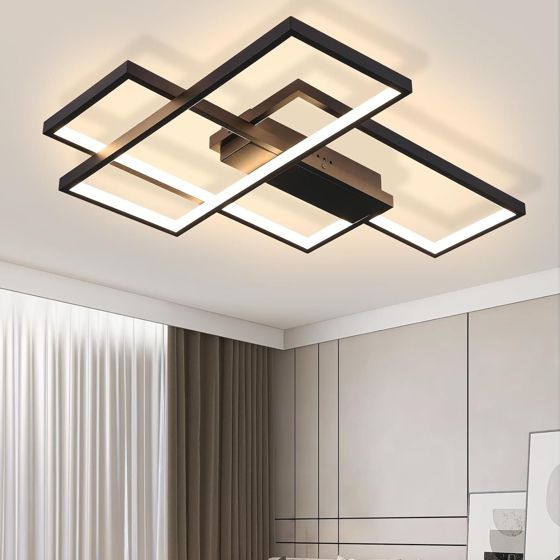 NETTLIFE LED - kattovalaisin, moderni kattovalaistus 3 neliöllä, 67x47x10cm, 35W metallinen kattovalaisin seinävalaisin, musta, 3000K