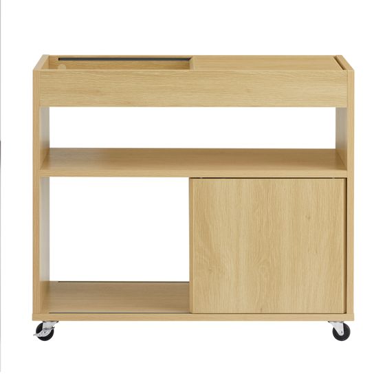 SoBuy Pyörillä varustettu luonnonmukainen yöpöytä FBT152-N