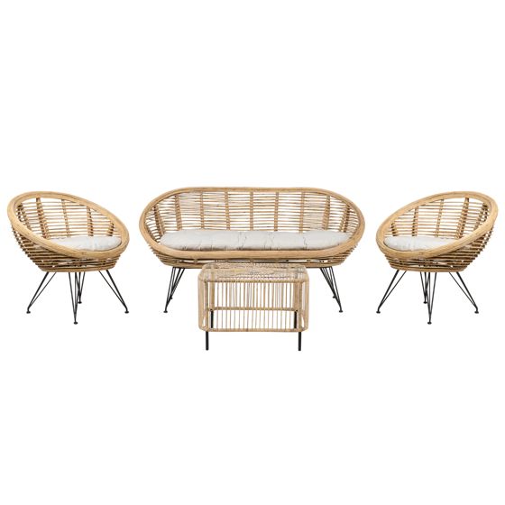 Ulkosohvaryhmä pöydällä 4-istuttava MARATEA/CESENATICO rottinki Luonnonväri