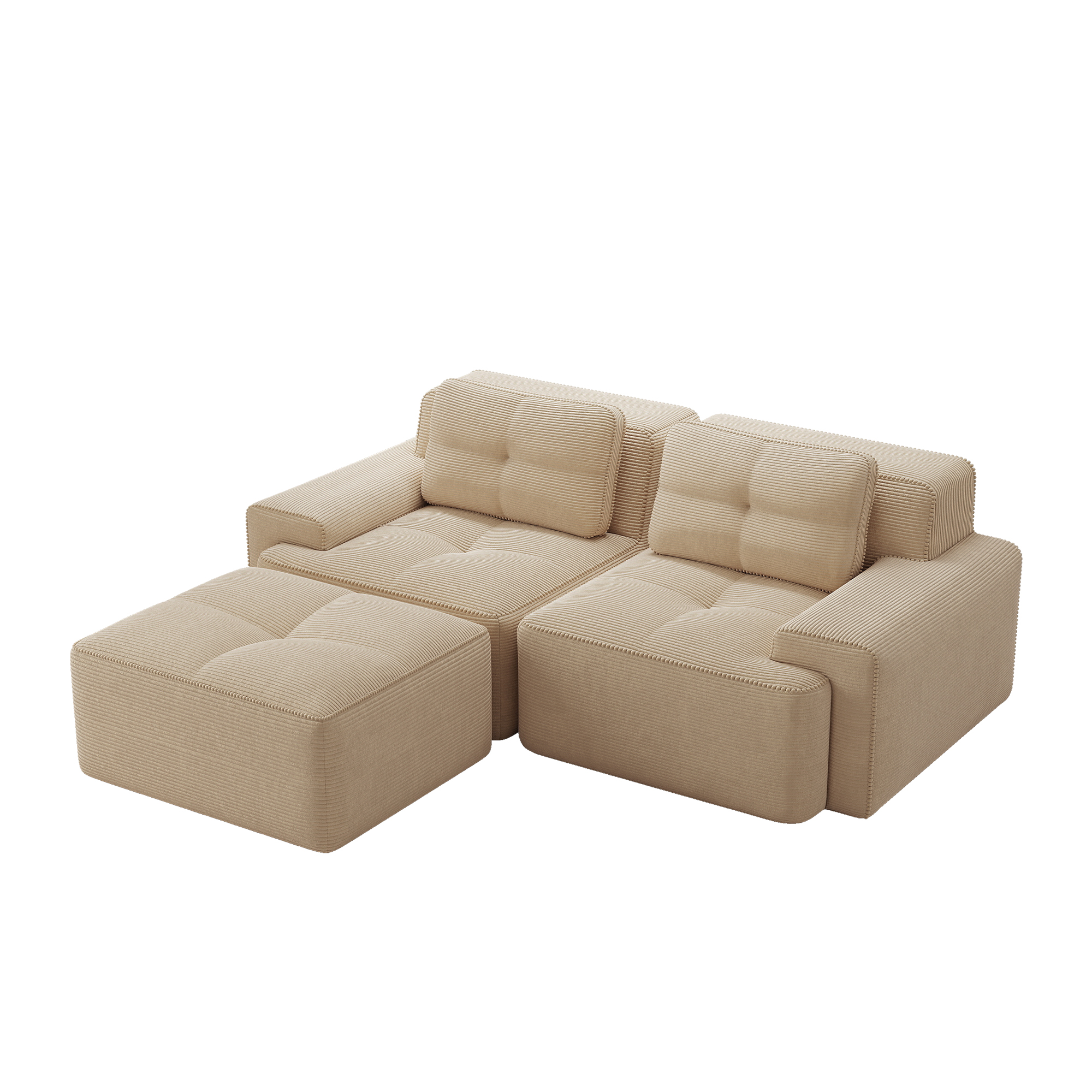 moduulisohva 4-paikkainen beige corduroy moderni vuodesohva